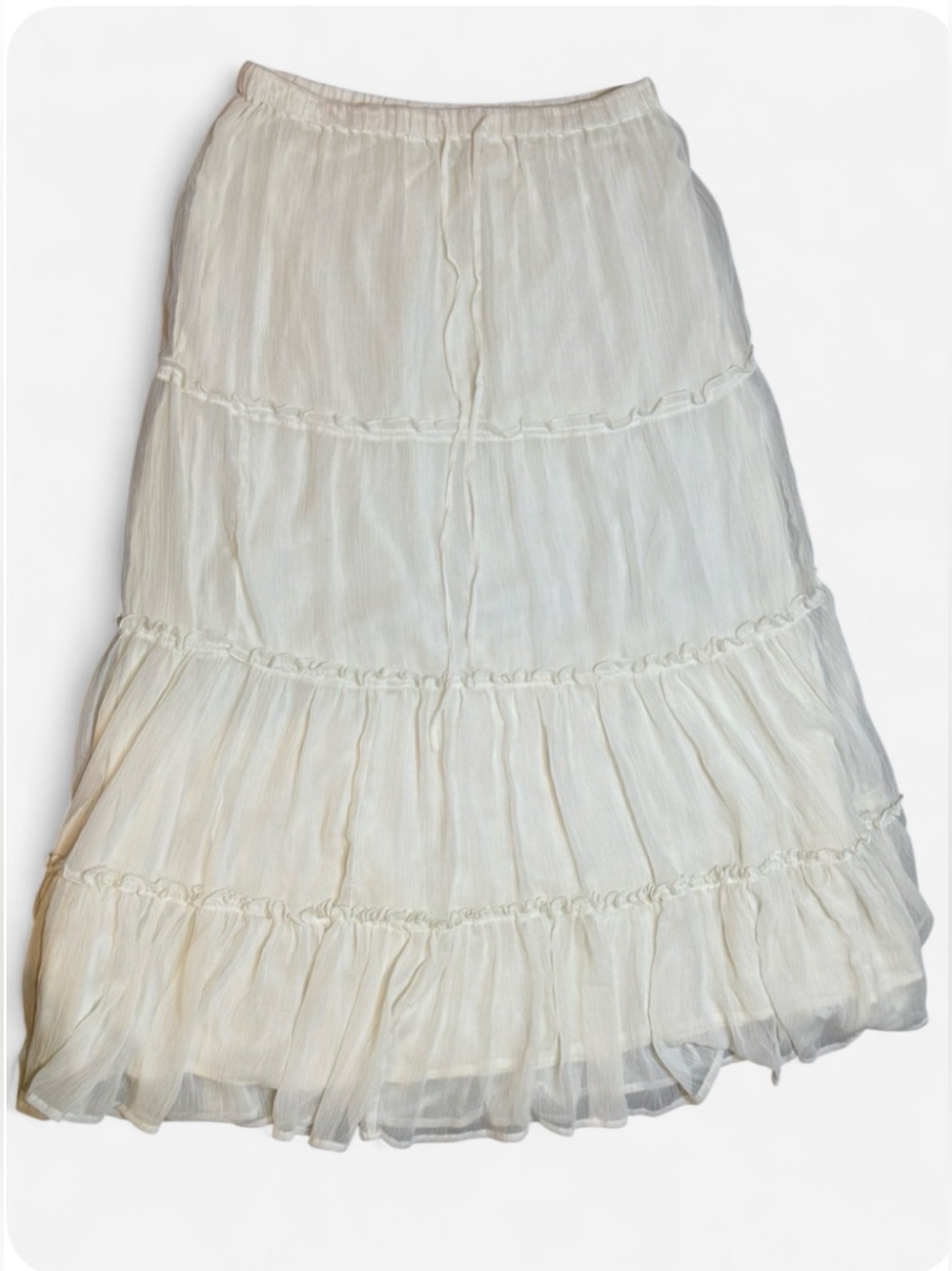 Denim & Supply Ralph Lauren Ivory Tiered Peasant Boho Drawstring Maxi Skirt L